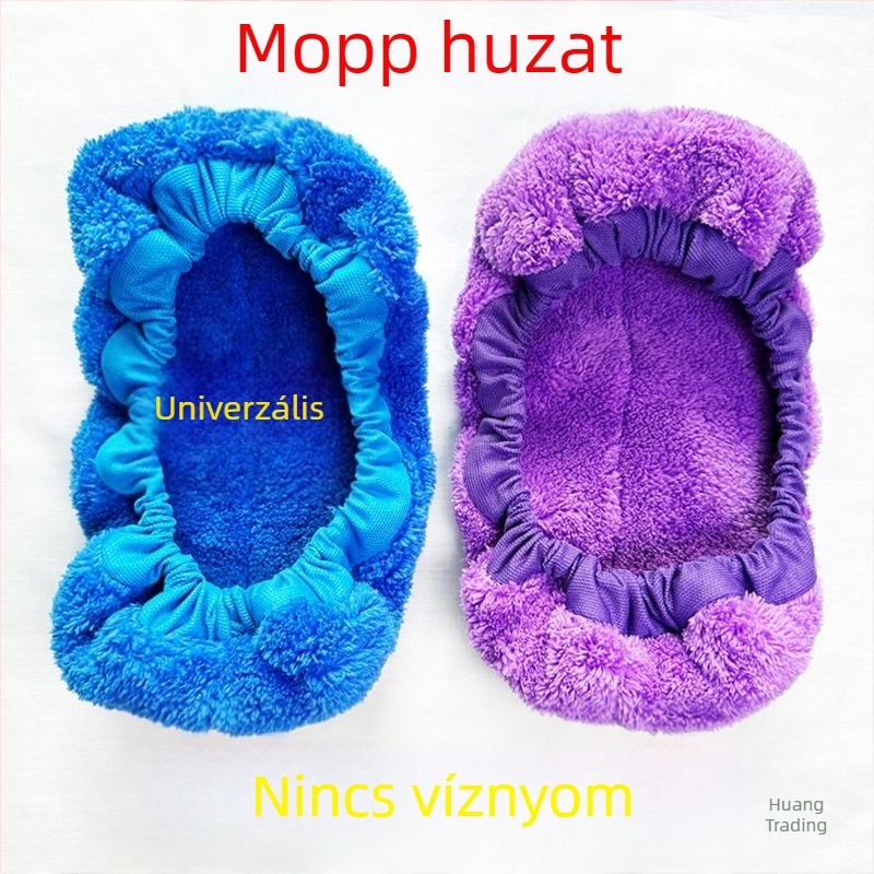 Vastagított korall velúr mopfedél, univerzális méret, elasztikus zsinóros mop pótfedel, ultra-abszorbens tisztító kendő