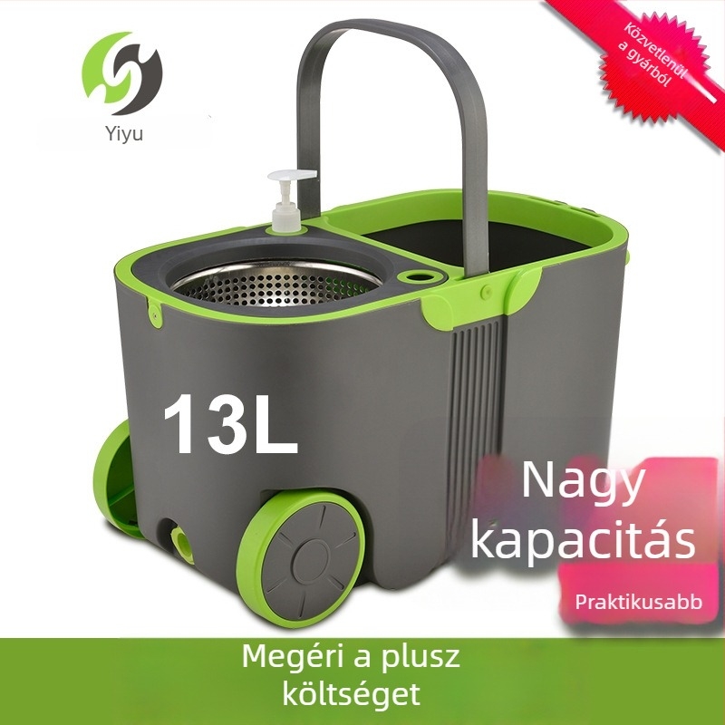 13L forgó felmosó készlet, nagy kapacitású felmosó vödörrel, kettős hajtással