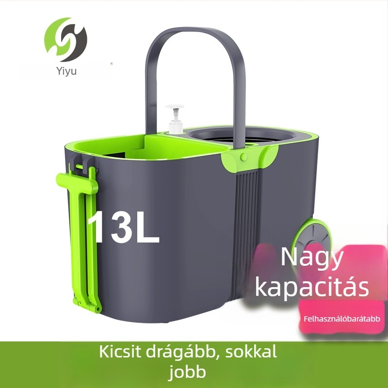 13L forgó felmosó készlet, nagy kapacitású felmosó vödörrel, kettős hajtással
