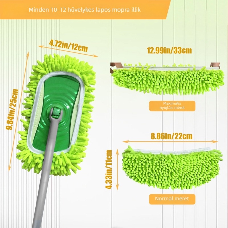 Kompatibilis Swiffer Sweeper lapos mophoz, zöld Chenille cserélhető fej a száraz és nedves tisztításhoz