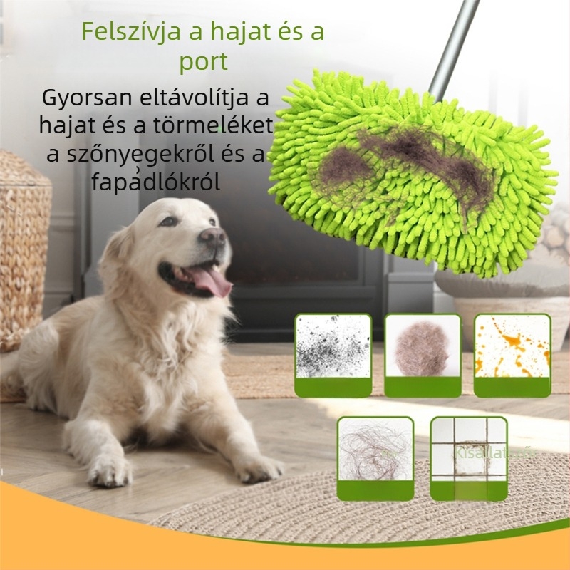 Kompatibilis Swiffer Sweeper lapos mophoz, zöld Chenille cserélhető fej a száraz és nedves tisztításhoz