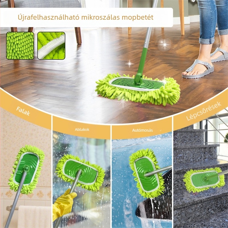 Kompatibilis Swiffer Sweeper lapos mophoz, zöld Chenille cserélhető fej a száraz és nedves tisztításhoz