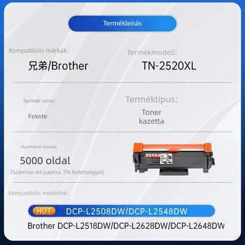TN-2520XL tonerkazetta Brother L2508DW, L2548DW és L2648DW-hoz