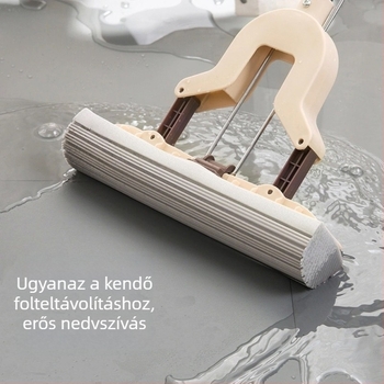 Szivacsmop fej 28 cm, rozsdamentes acél rúddal, összecsukható kifacsaró mechanizmussal, PVA szivacs.