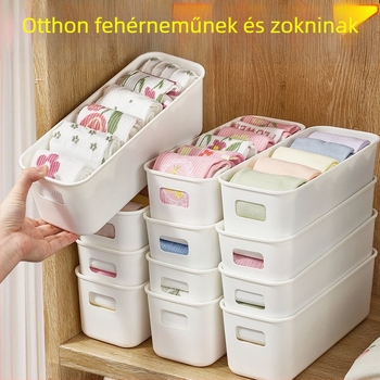 Új, hosszú, többfunkciós tárolóedény osztóval, fedél nélkül, asztali használatra – fehérneműk, zoknik és egyéb apróságok tárolására