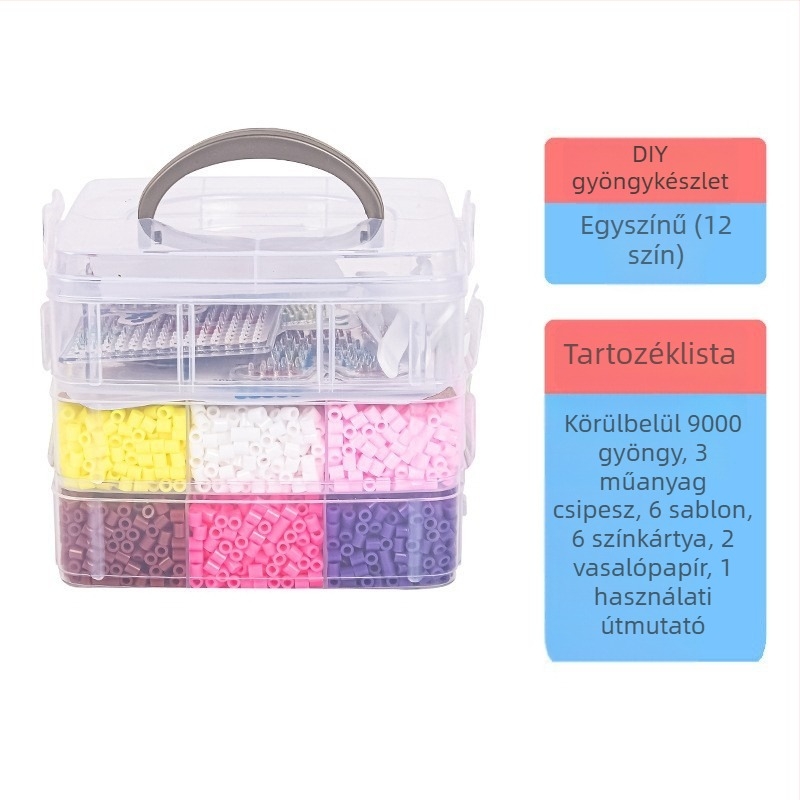5 mm-es mozaik gyöngy készlet – kis háromrétegű doboz DIY kreatív puzzle játék gyerekeknek