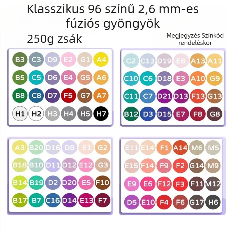 2.6 mm Fusion gyöngyök - DIY kirakós játék, 250 g utántöltő csomag