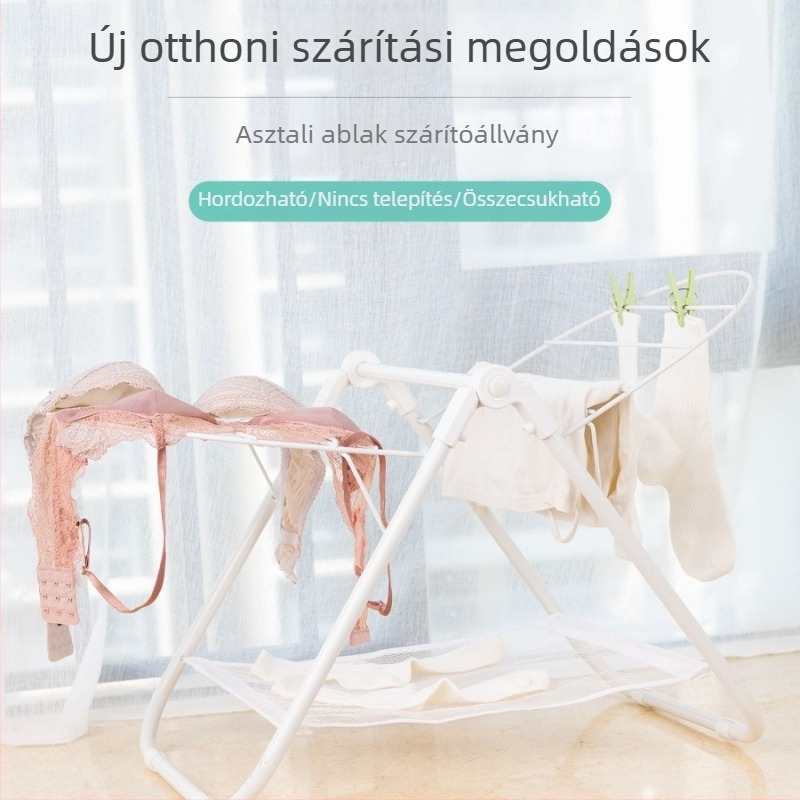 Honghui kis méretű ruhaszárító állvány, összecsukható, álló kivitel, egyszerű használat babák számára, otthon, erkély és hálószoba.