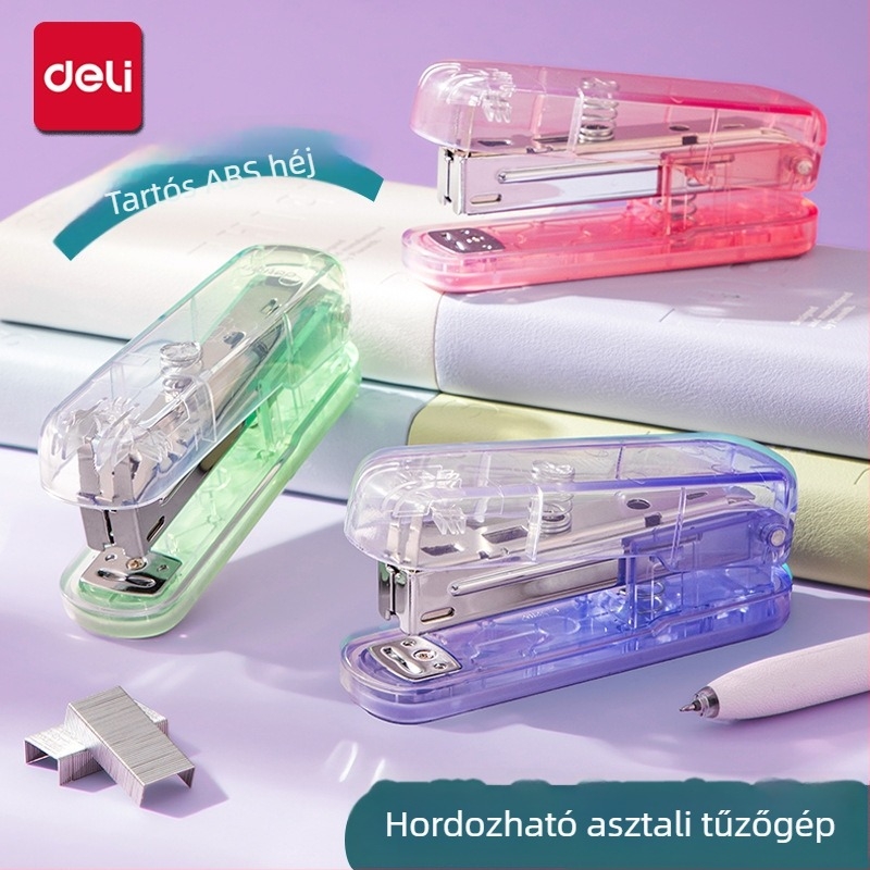 Deli átlátszó, hordozható tűzőgép diákoknak, irodai papíráruk No. 12