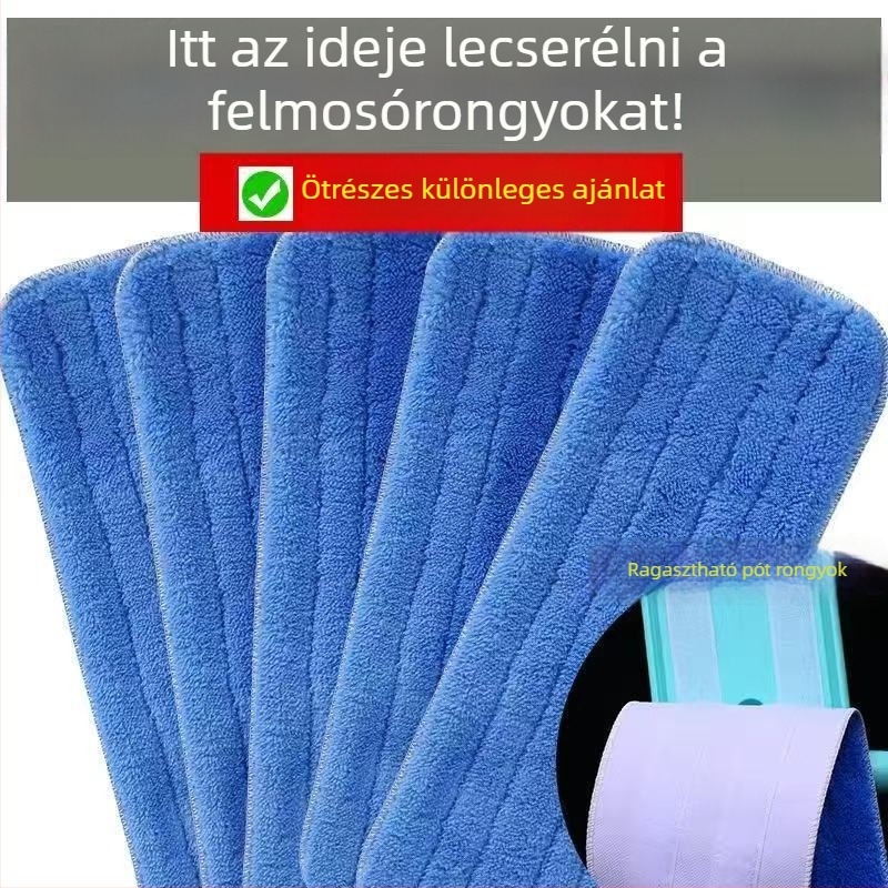 Megvastított lapos felmosófej Velcro csattal és nedvszívó cserélhető kendővel