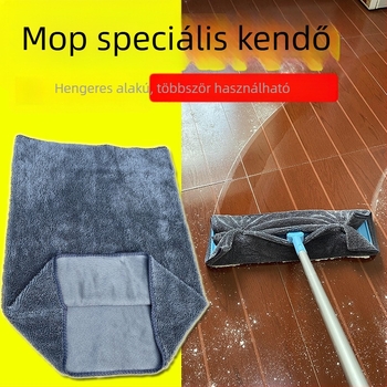 Henger alakú mopkendő tisztításhoz, sík klipszes cserélhető kendő, kendő klippel, extra vastag törölköző