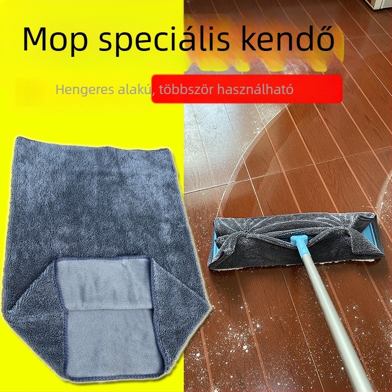 Henger alakú mopkendő tisztításhoz, sík klipszes cserélhető kendő, kendő klippel, extra vastag törölköző