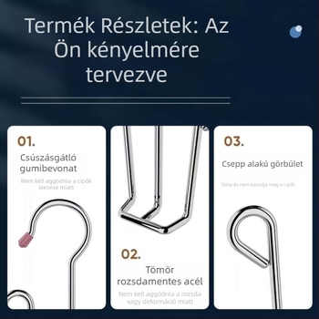 Vastított rozsdamentes acél cipő- és ruhaszárító polc, 304 rozsdamentes acél, fix kivitel