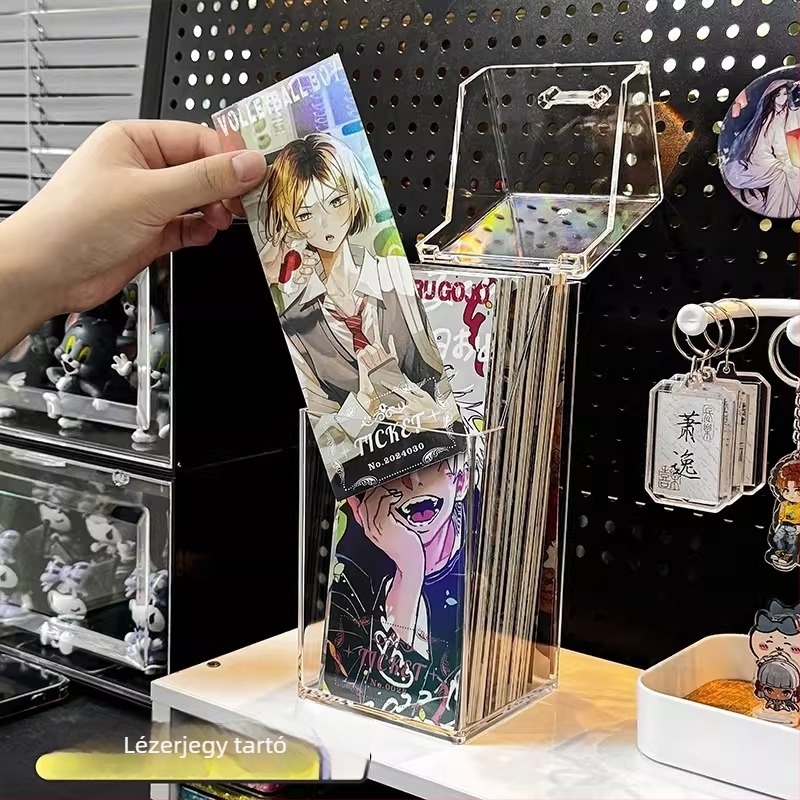 Négyszögletes átlátszó tároló doboz nagy kapacitással könyvjelzők, kártyák és képeslapok számára