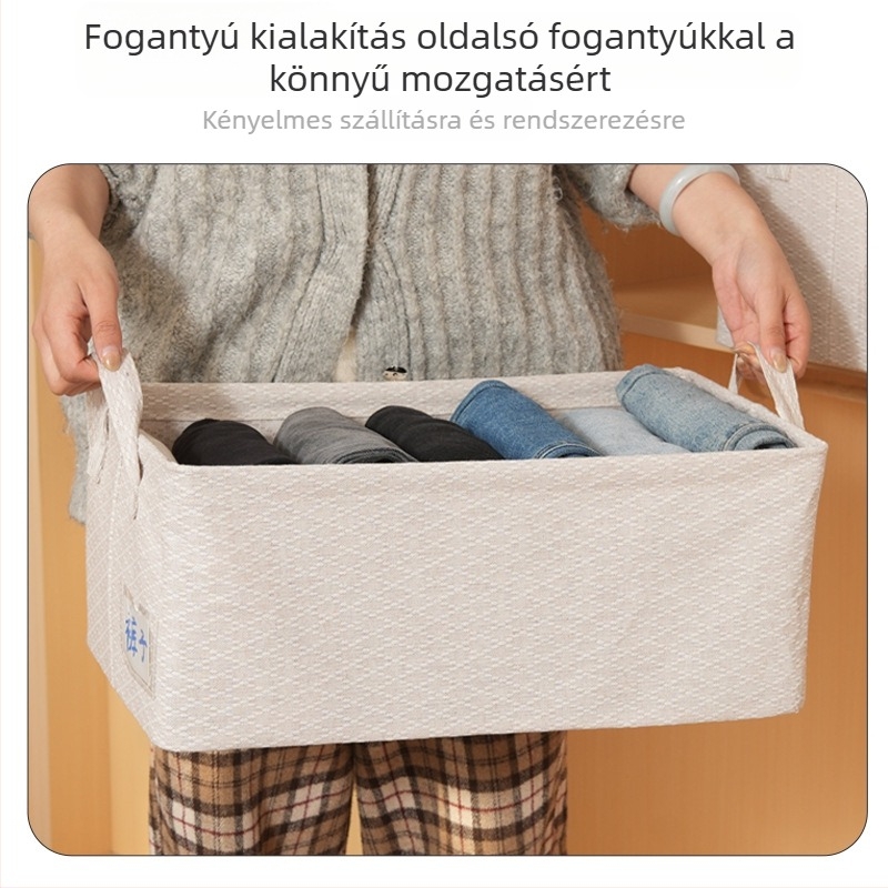 Összecsukható asztali tároló doboz, gyémánt mintázatú acélkeret, lakkozott felület, vastagított kivitel, nagy kapacitás ruháknak