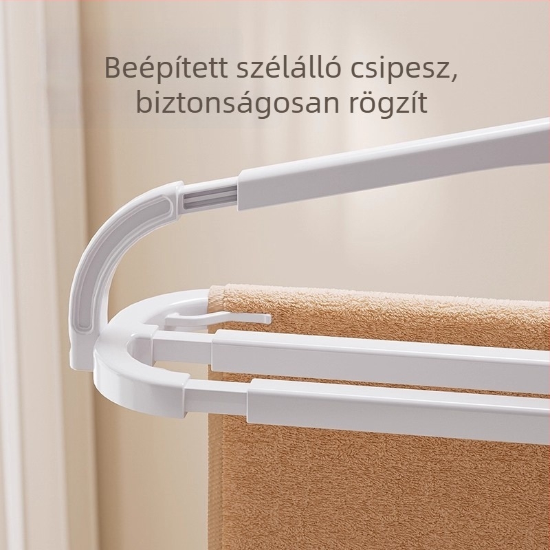 Kihúzható törölköző- és ruhaszárító akasztó balkonra, szélvédett, törölközők, lepedők és nadrágok számára