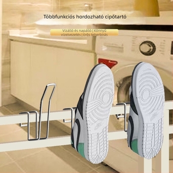 Rögzített rozsdamentes acél cipőszárító polc balkonra, egyetlen rúddal, ajtóra szerelhető, modern minimalist dizájn