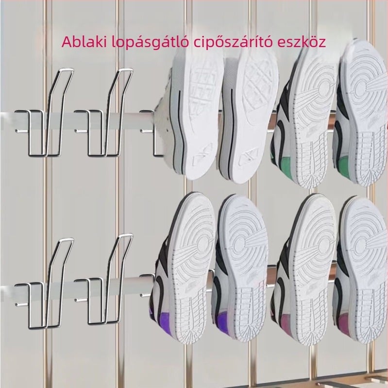 Rögzített rozsdamentes acél cipőszárító polc balkonra, egyetlen rúddal, ajtóra szerelhető, modern minimalist dizájn