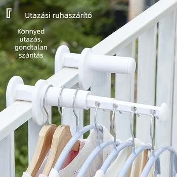 Könnyen hordozható, kinyúló ruhaszárító, több lyukú, fúrás nélkül – utazásokhoz és szállodai erkélyre