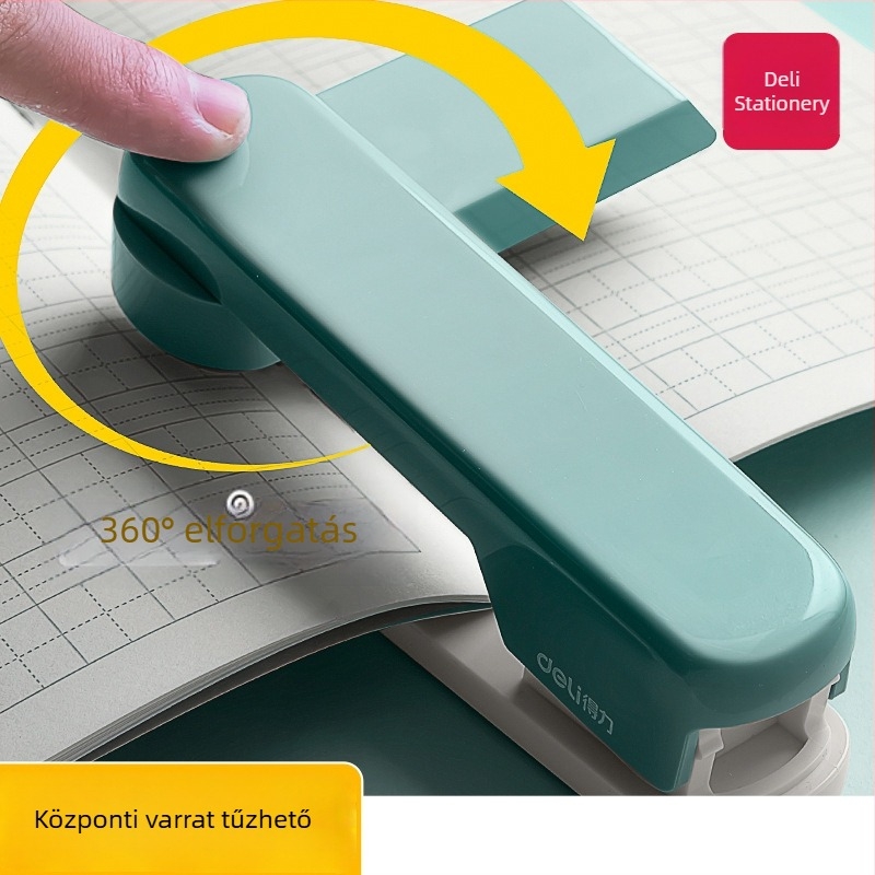 Deli TA304 forgófejű irodai stapler, ergonomikus fej, nagy kapacitás, kompatibilis 24/6-os kapcsokkal