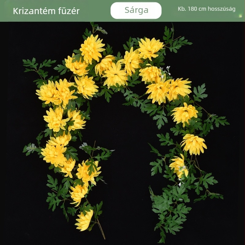 Mesterséges krizantém virágfüzér sírhely-dekorációhoz