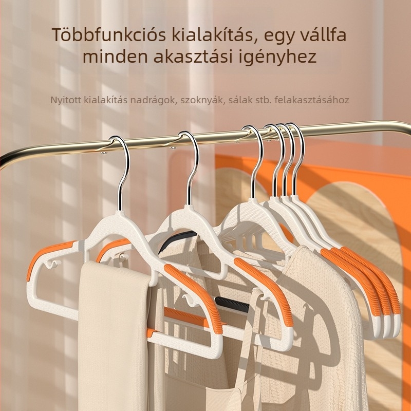 Szivárvány színű műanyag ruhafogas saroktámasszal, csúszásmentes és varrat nélküli kialakítás, otthonra, kollégiumba és erkélyre