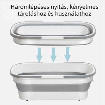 Összecsukható mopkosár, téglalap alakú öblítő tartállyal, műanyag, nagy kapacitású háztartási használatra