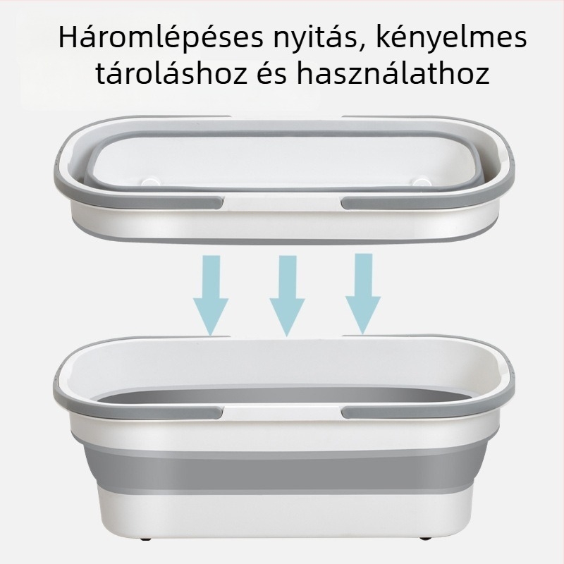 Összecsukható mopkosár, téglalap alakú öblítő tartállyal, műanyag, nagy kapacitású háztartási használatra