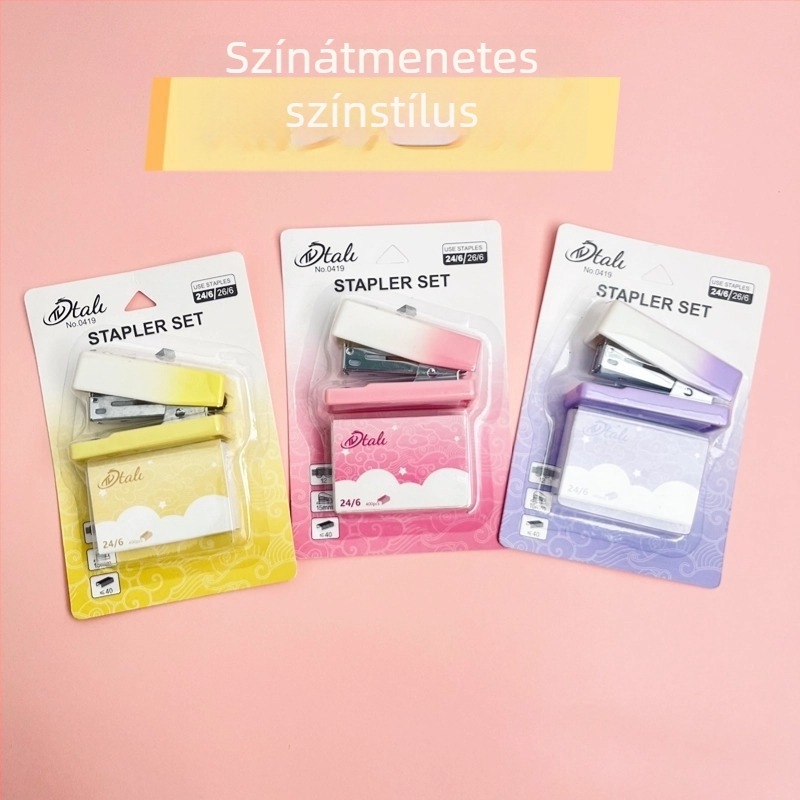 Gradient színű macska tappancs tűzőgép készlet — mini hordozható irodai tűzőgép