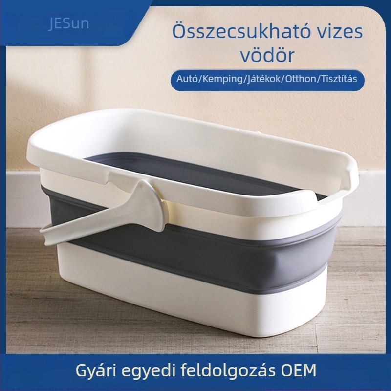 Összecsukható vízvödör háztartási használatra, felmosó vödör, hordozható téglalap alakú tároló, antibakteriális műanyag