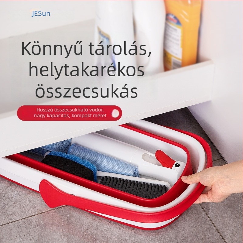 Összecsukható vízvödör háztartási használatra, felmosó vödör, hordozható téglalap alakú tároló, antibakteriális műanyag