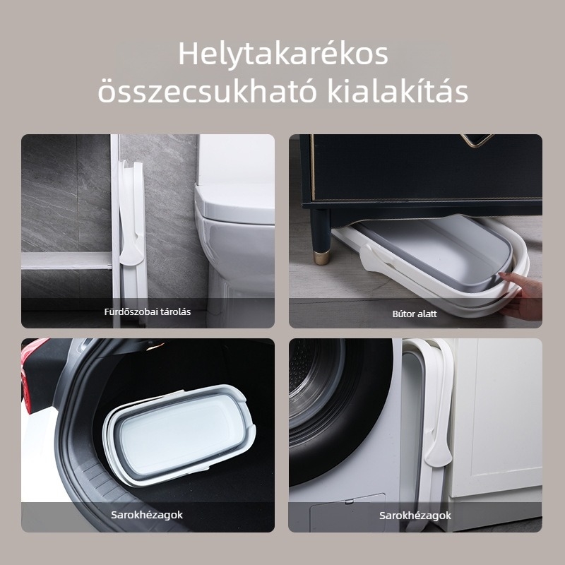 Összecsukható vízvödör háztartási használatra, felmosó vödör, hordozható téglalap alakú tároló, antibakteriális műanyag