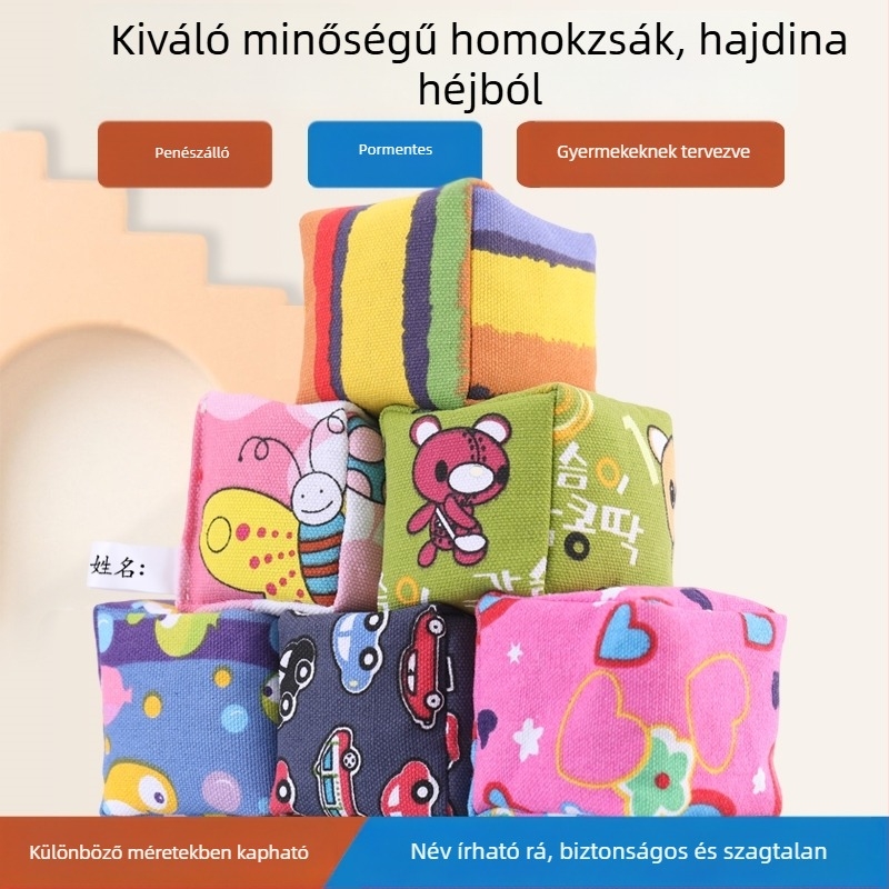 Gyermek homokzsák dobó játék vastag vászonból, kézzel készített óvodásoknak és általános iskolásoknak