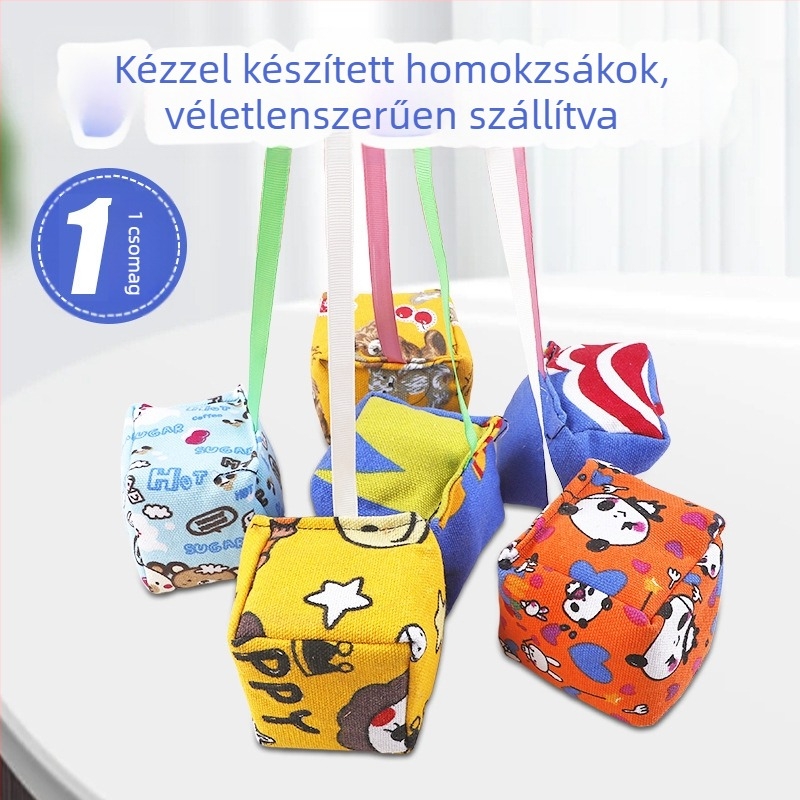 Homokzsák dobáló játék gyerekeknek – rajzfilmszerű nosztalgikus dizájn óvodások és általános iskolások számára