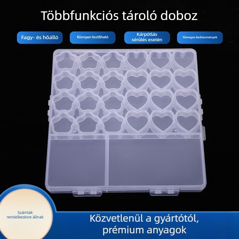 Geometriai, vastagított PP asztali tároló doboz nagy kapacitással és rögzített rekeszekkel a manikűr kellékek bemutatásához
