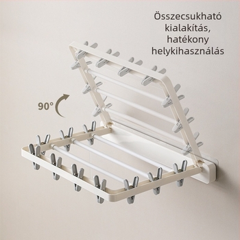 FaSoLa Falra szerelhető, összecsukható ruhaszárító beltéri használatra, erkélyre szánt ruhaszárító sín és törölközőtartó