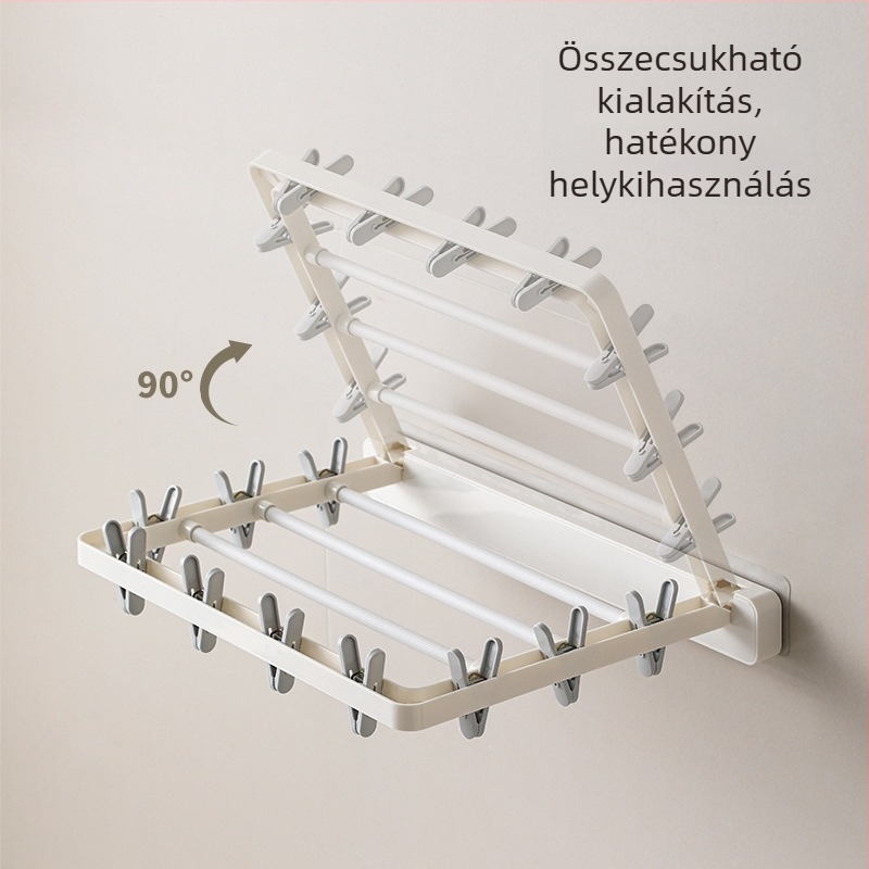 FaSoLa Falra szerelhető, összecsukható ruhaszárító beltéri használatra, erkélyre szánt ruhaszárító sín és törölközőtartó