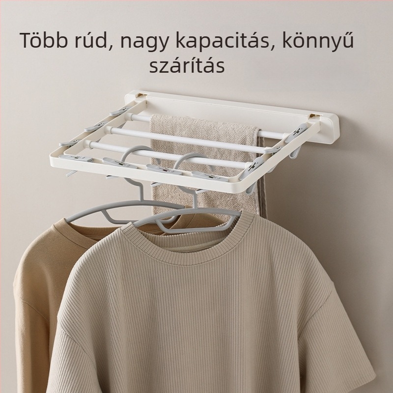 FaSoLa Falra szerelhető, összecsukható ruhaszárító beltéri használatra, erkélyre szánt ruhaszárító sín és törölközőtartó