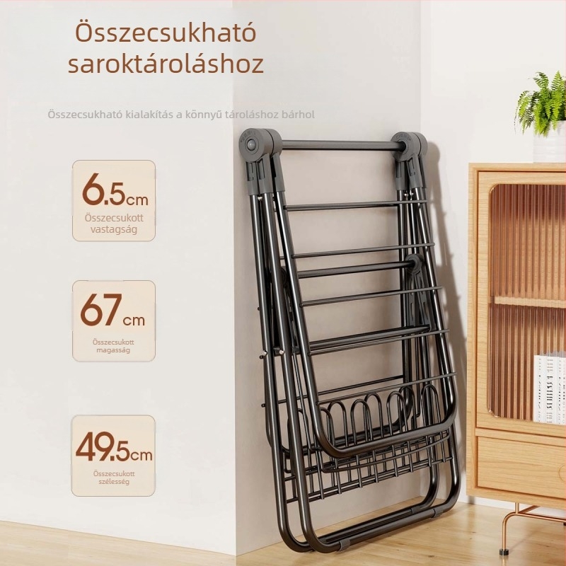 Mini összecsukható ruhaszárító állvány otthonra, babaverzió, szerelés nélkül, fekete szárny alakú ruhaszárító az ablakpárkányhoz