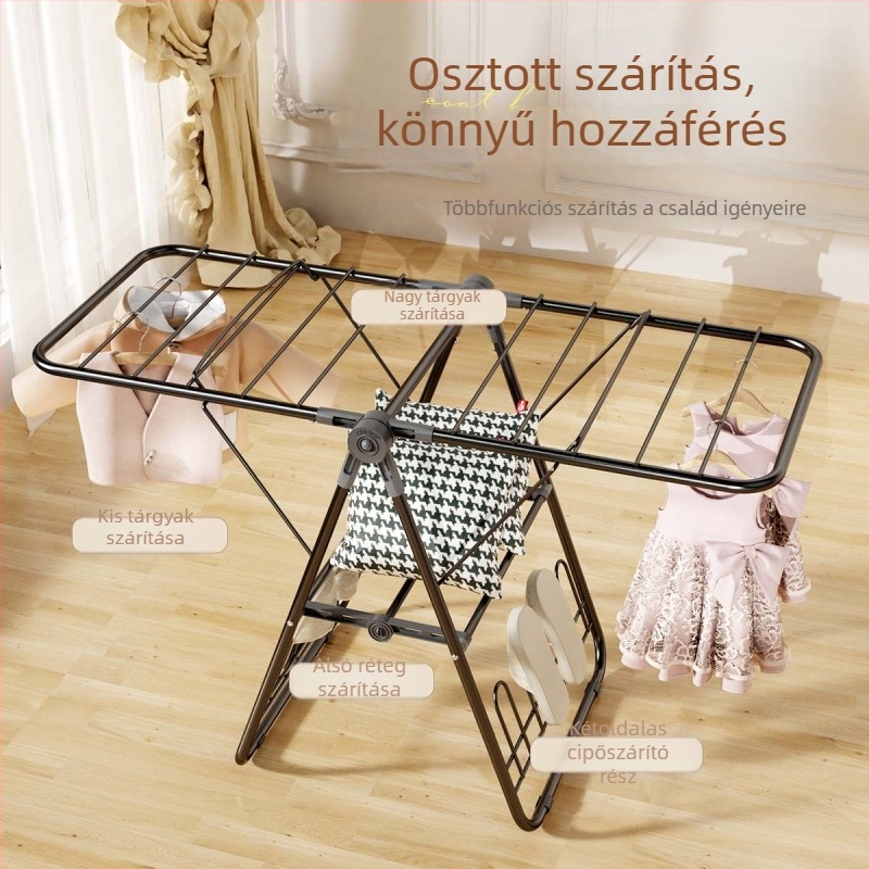 Mini összecsukható ruhaszárító állvány otthonra, babaverzió, szerelés nélkül, fekete szárny alakú ruhaszárító az ablakpárkányhoz