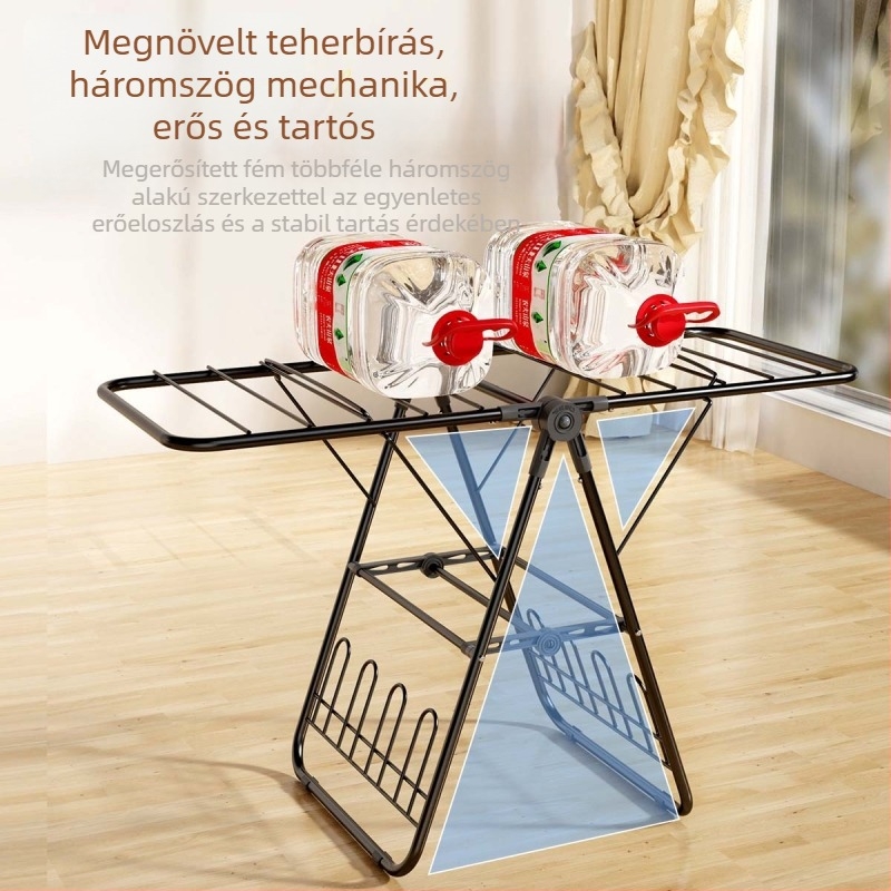 Mini összecsukható ruhaszárító állvány otthonra, babaverzió, szerelés nélkül, fekete szárny alakú ruhaszárító az ablakpárkányhoz