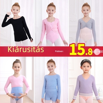 Lányoknak szóló balettpróba szett őszi–téli időszakra, hosszú ujjú, edzőruha, sál és könnyű kardigán