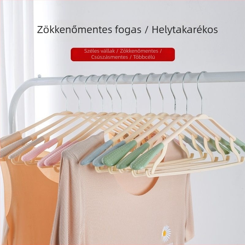 Műanyag ruhafogas kampóval és szárító tartóval – tároló rendező