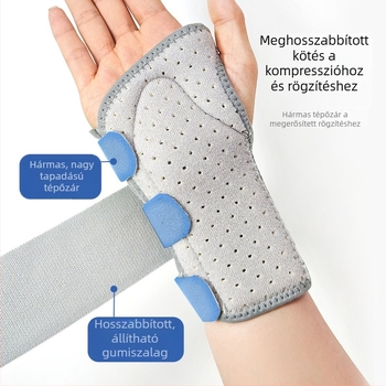 Kivehető acéllemezes csuklótartó – légáteresztő, állítható támogatás, ficam elleni védelem