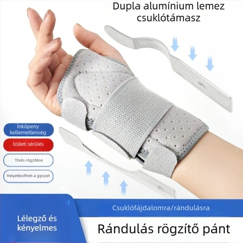 Kivehető acéllemezes csuklótartó – légáteresztő, állítható támogatás, ficam elleni védelem