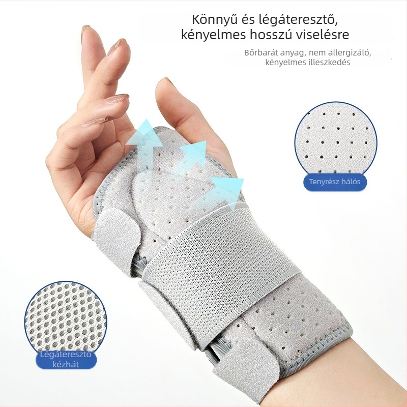 Kivehető acéllemezes csuklótartó – légáteresztő, állítható támogatás, ficam elleni védelem