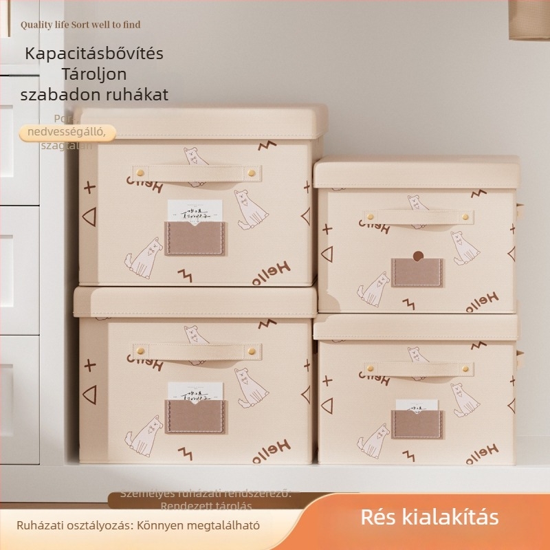 Mosható textil tároló doboz, összecsukható ruhásszekrény, nagy kapacitás gyerekjátékokhoz
