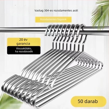 Vastag rozsdamentes acél ruhakasztó, erős, varrat nélküli, csúszásmentes, felnőttek ruháihoz, otthoni használatra