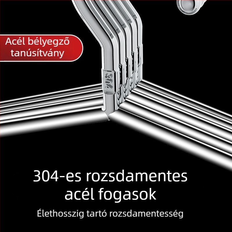 Vastag rozsdamentes acél ruhakasztó, erős, varrat nélküli, csúszásmentes, felnőttek ruháihoz, otthoni használatra