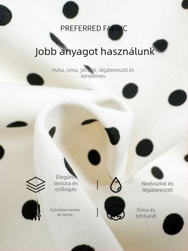 Női krémszínű pöttyös rövid szoknya, tavasz 2026, pamut–poliészter keverék, A-vonal, mindennapi stílus